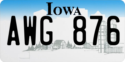 IA license plate AWG876
