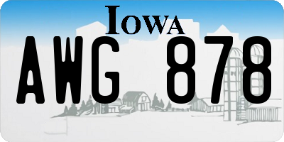 IA license plate AWG878