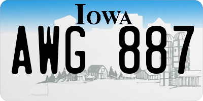 IA license plate AWG887