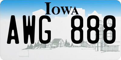 IA license plate AWG888