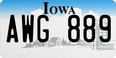 IA license plate AWG889