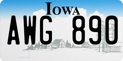 IA license plate AWG890