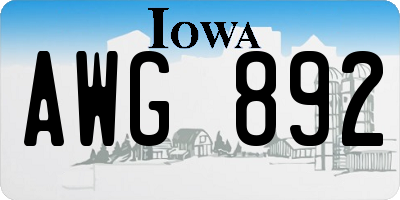 IA license plate AWG892