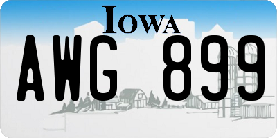 IA license plate AWG899