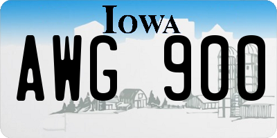IA license plate AWG900