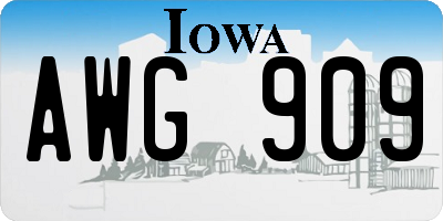 IA license plate AWG909