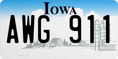 IA license plate AWG911
