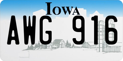 IA license plate AWG916