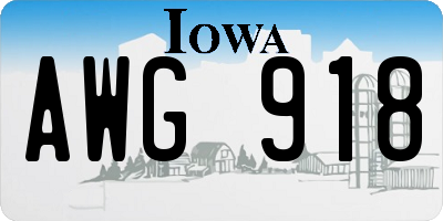 IA license plate AWG918