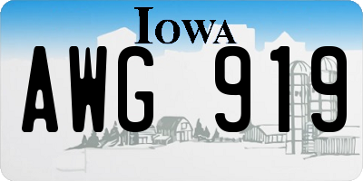 IA license plate AWG919