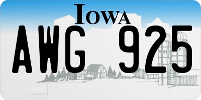 IA license plate AWG925
