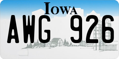 IA license plate AWG926