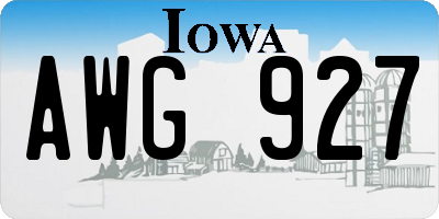 IA license plate AWG927