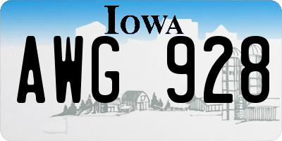 IA license plate AWG928