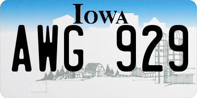 IA license plate AWG929