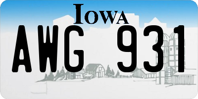 IA license plate AWG931