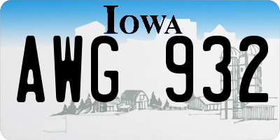 IA license plate AWG932