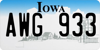 IA license plate AWG933