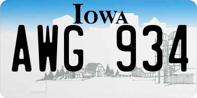 IA license plate AWG934
