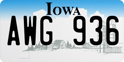 IA license plate AWG936