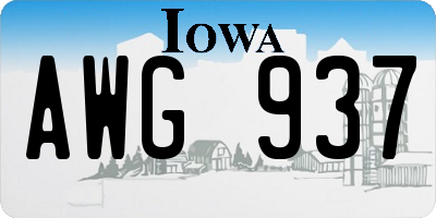 IA license plate AWG937