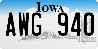 IA license plate AWG940