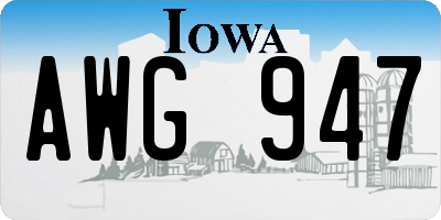 IA license plate AWG947