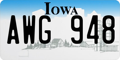 IA license plate AWG948