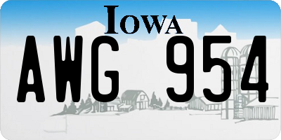 IA license plate AWG954