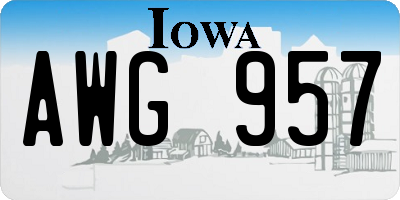 IA license plate AWG957