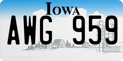 IA license plate AWG959