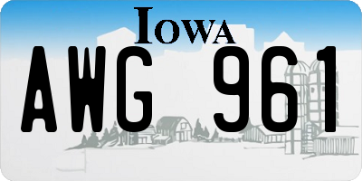 IA license plate AWG961