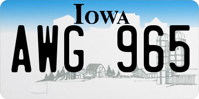 IA license plate AWG965