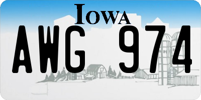 IA license plate AWG974