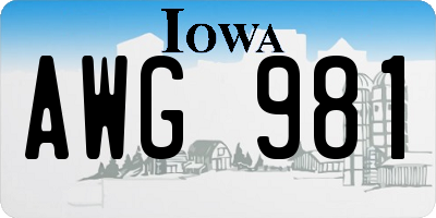 IA license plate AWG981