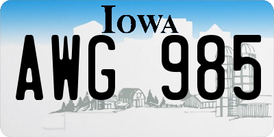 IA license plate AWG985