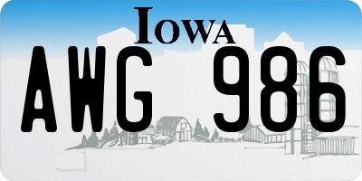 IA license plate AWG986