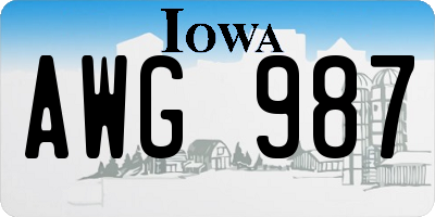 IA license plate AWG987