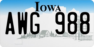 IA license plate AWG988