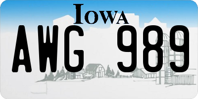 IA license plate AWG989
