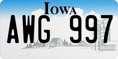 IA license plate AWG997