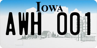 IA license plate AWH001