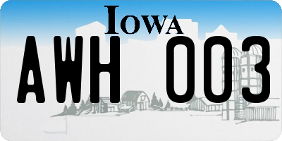 IA license plate AWH003