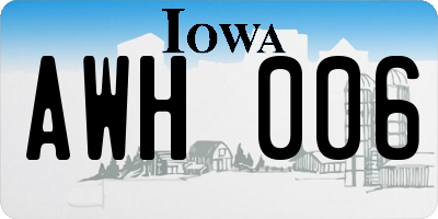 IA license plate AWH006
