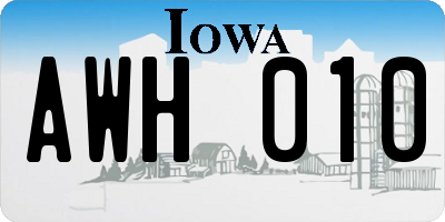 IA license plate AWH010