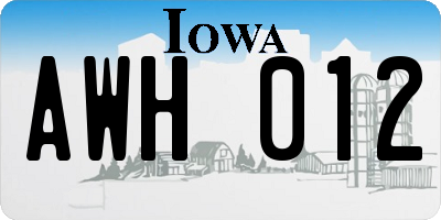 IA license plate AWH012