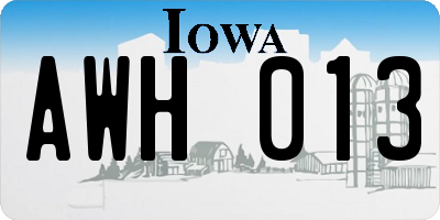IA license plate AWH013
