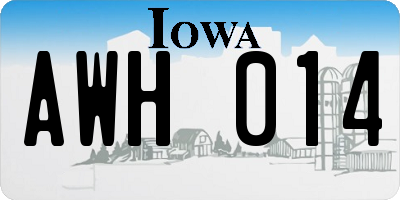 IA license plate AWH014