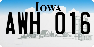 IA license plate AWH016