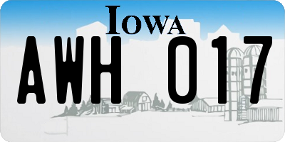 IA license plate AWH017